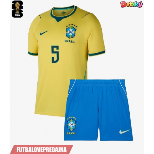 Lacne Dětský Futbalové dres Brazília Casemiro #5 MS 2026 Krátky Rukáv - Domáci (+ trenírky)
